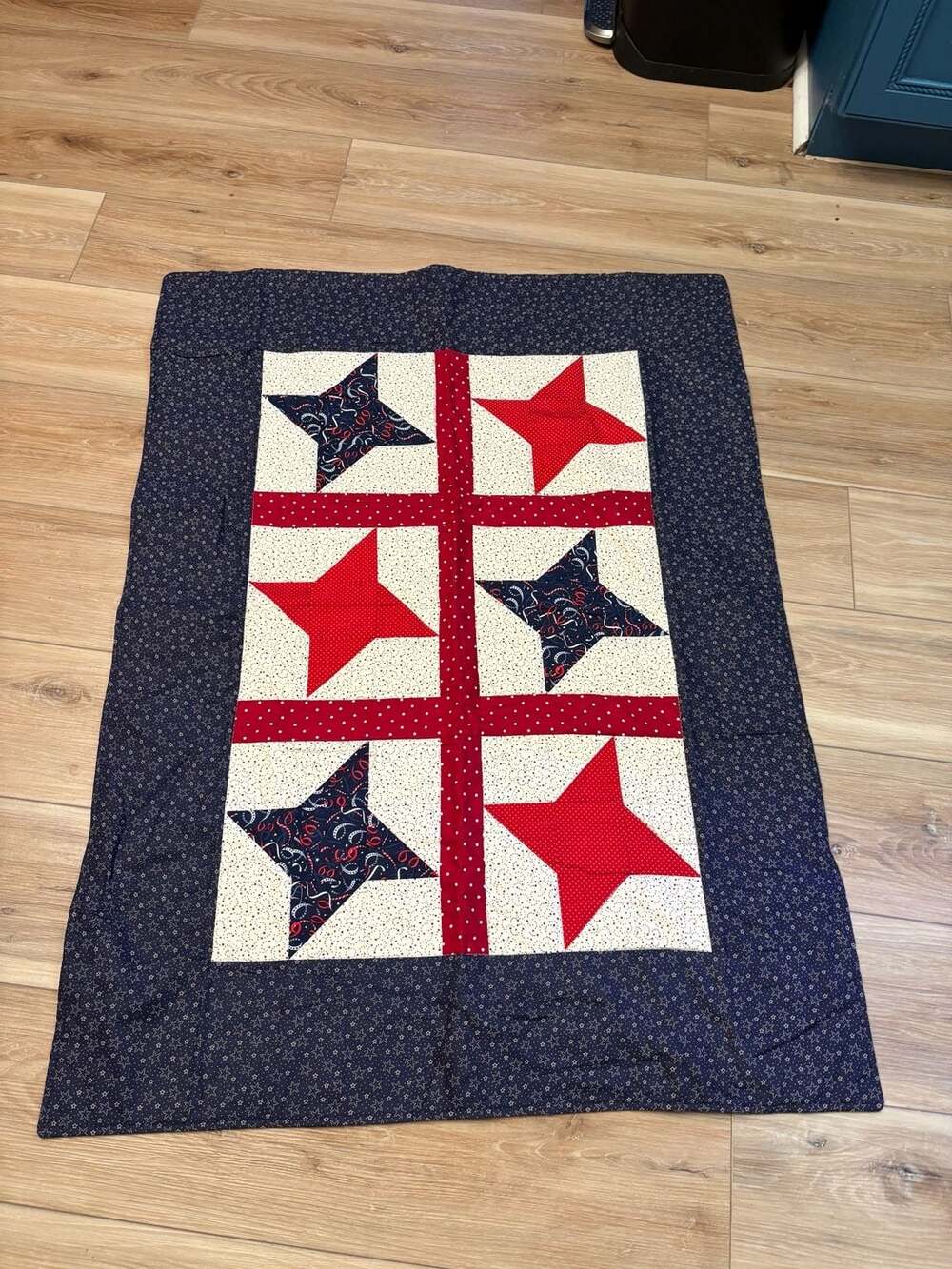 Handmade Patriotic Americana Stars Lap Decor Quilt